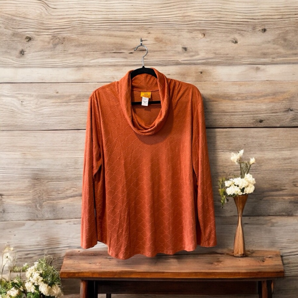 Ruby Rd. Rust Orange Cowl Neck Top - Picture 16 of 16